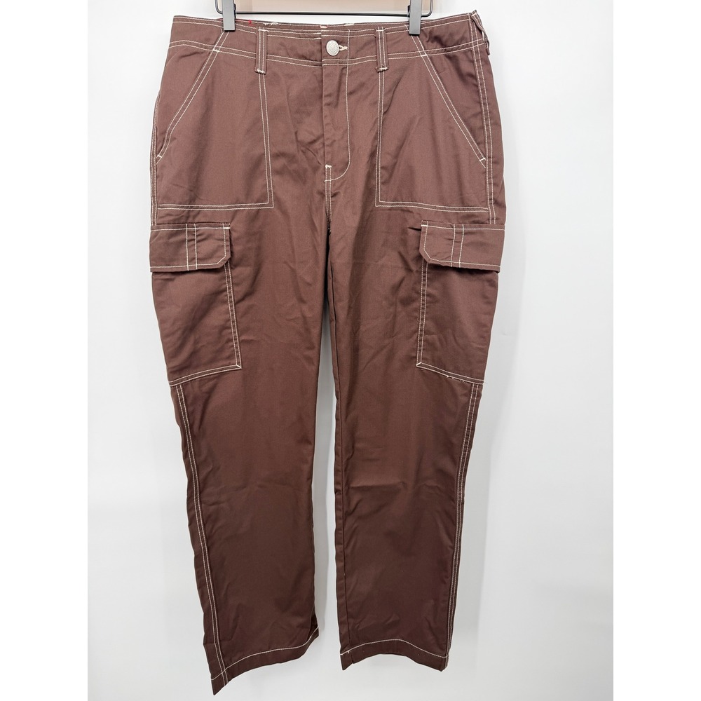 True Religion Bobby Baggy Cargo Pant Mens 34 Brown NWT Contrast Stitch 700248